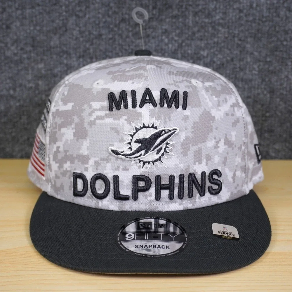 Miami Dolphins Salute to Service New Era Hat Grey Camo 9FIFTY Snapback